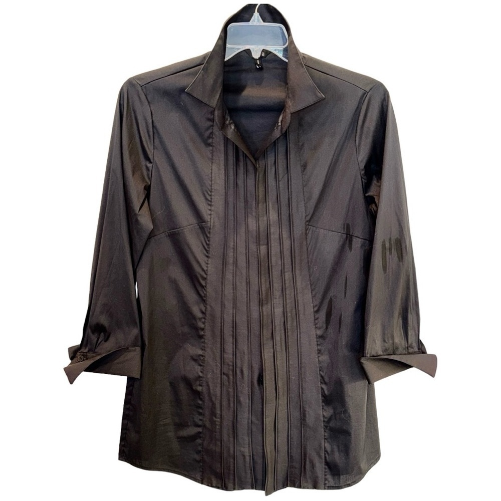 Stera Size L Black Button Up Long Sleeve Tunic